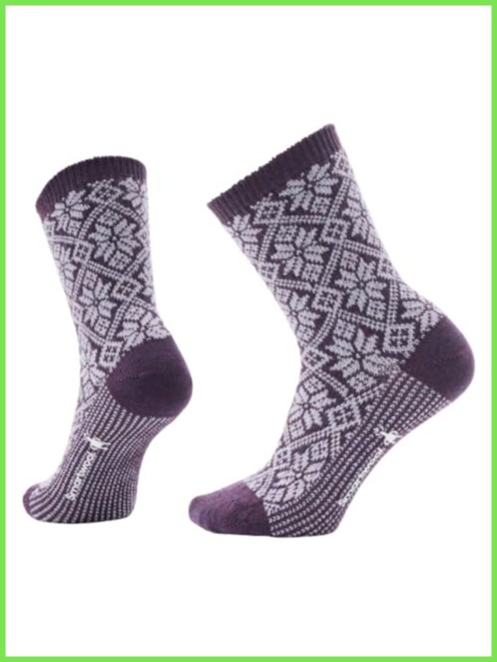 Merino Wool Crew Socks Herringbone Snowflake Pattern Everyday Comfort